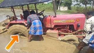 Mahindra Tractor stuck in mud | EICHER 485 Pulling Out Come to Village