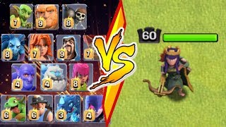 ALL MAX TROOPS vs. MAX ARCHER QUEEN - Clash Of Clans | Level 60 Archer Queen