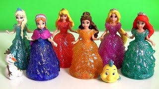 4 NEW MagiClip Glitter Glider Dolls Belle Rapunzel Ariel Micro Drifters Cars Disney Frozen Elsa Anna