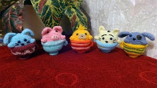 Зверята в шапках. Вязание зверушек (мультяшных героев, зверей) крючком