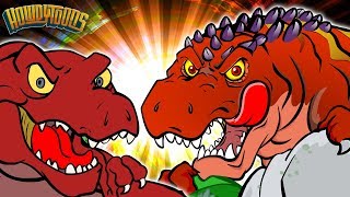 T Rex VS Giganotosaurus - Dinosaur Battles - Dinosaur Songs and Cartoons for Kids from Howdytoons