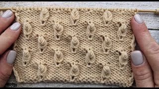 Красивый узор спицами - Объемные листики.
