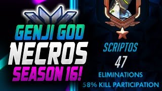 Hacking Or A God - Necros Best Genji?! 47 ELIMS! [ OVERWATCH SEASON 16 TOP 500 ]