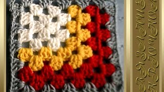 Необычный афганский квадрат, бабушкин квадрат. Квадратный мотив. Видео-урок для начинающих