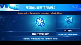 Asphalt 8 Completed Snowflurry Festival and 500 Tokens and 1000 Festival Coins