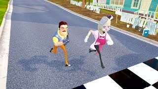 NEIGHBOR VS FEMALE ICE SCREAM RACES - Hello Neighbor
