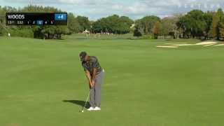 Tiger Woods Duffs chip shot twice, Hero Challenge 2014