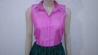 Ladies shirt collar cutting and stitching in hindi