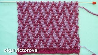 Двухцветный узор в технике ленивого жаккарда 458 Узоры спицами