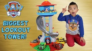 BIGGEST Paw Patrol Lookout Tower! Toy Unboxing With Chase Marshall Skye Rocky Rubble Zuma Ckn Toys