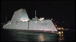 US Navy - DDG 1000 Zumwalt-Class Destroyer Launched From Drydock Timelapse [480p]