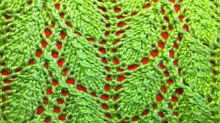 Ажурный узор Листочки спицами. Видео урок вязание на спицах для начинающих Openwork pattern Leaflets