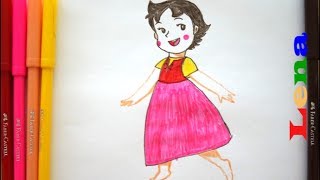 Mädchen Heidi zeichnen - Malen für Kinder - How to draw Heidi girl - как нарисовать девочку хайди