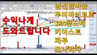 [주식강의] 남선알미늄.루미마이크로.SFA반도체.키이스트.파루.모나리자