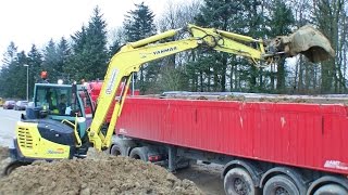 Yanmar SV100-1 Excavator With Tiltrotator Loading Scania Semitruck