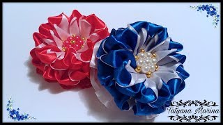 Цветы из атласной ленты 2.5см?Канзаши МК?DIY