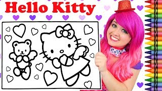 Coloring Hello Kitty Valentine's Day GIANT Coloring Book Page Crayola Crayons | KiMMi THE CLOWN