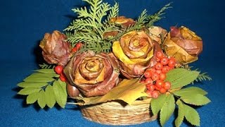 Осенняя поделка. Роза из кленовых листьев.
