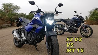 2019 YAMAHA MT15 VS FZV3 Ride and Review : Big Bang Biker