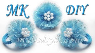 Украшения для волос своими руками / Резинка для волос из органзы / Канзаши МК / Kanzashi