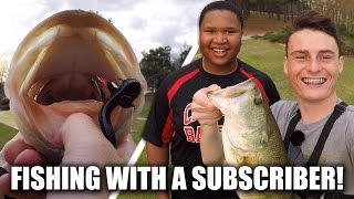 Bass Fishing with a Subscriber at a Lake! - Vlog (Moon Lake) | DALLMYD