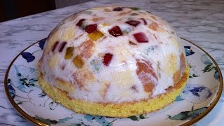 Торт "Битое Стекло" с Бисквитом, Свежими Фруктами и Мармеладом / Cake "Broken Glass" / Простой Торт