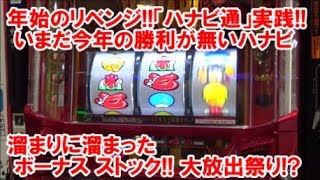 年始のリベンジ！ハナビ通実践！いまだ今年の勝利が無いハナビ 溜まりに溜まったボーナス ストック！大放出祭り！？【1月26日ビックマーチ佐野店 スロット日報実践取材】