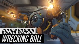 Wrecking Ball Golden Gun In-Game | Gameplay, Highlight Intros, Emotes | Hammond Overwatch