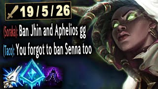 ADC Senna is still a monster after nerfs. Banning my champs isn't enough.