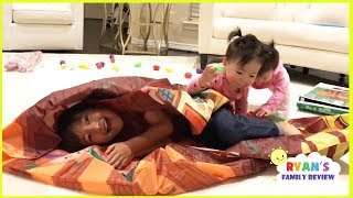 Pretend Play Food Toy Tent and hide and Seek with Ryan's Family Review
