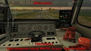 ТЭП70-0417 с пригородным поездом №6751 по маршруту Агрыз - Круглое Поле