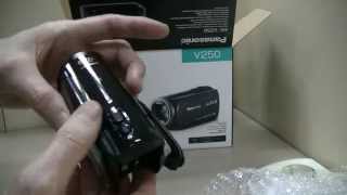 Camcorder Panasonic HC-V250, unpacking, unboxing, распаковка видеокамеры
