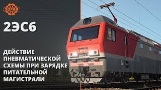 2ЭС6 Действие пневматической схемы при зарядке питательной магистрали