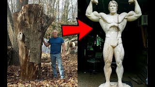 Man turns Tree Stump into Arnold Schwarzenegger