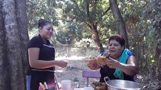 AZANDO GALINAS INDIAS AL AIRE LIBRE