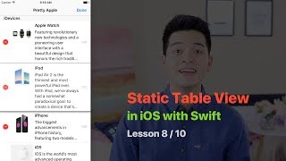 UITableView Pt 8/10  CREATE STATIC UITABLEVIEW AND UITABLEVIEWCONTROLLER