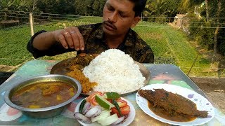 Lunch Extra Loaded Rice with Kalbose Fish Curry - Raw Tomato Curry -  Spinach Shrimp Curry