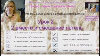 ?Обозначения в японских схемах узоров спицами. Урок 2. 2 петли вместе, сдвиг петель. Вязание?