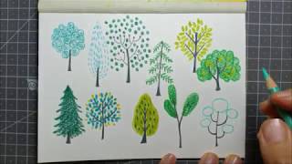 ASMR-색연필 드로잉,Colored pencil drawing easy_165#귀여운 나무 그리기 #나무 그림 #귀여운 그림 #간단한 그림 #쉬운 그림#그림 쉽게 그리기
