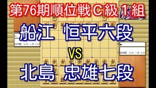 将棋 棋譜並べ ▲船江 恒平六段 vs △北島 忠雄七段 第76期順位戦Ｃ級１組４回戦 「技巧２」の棋譜解析 No.589