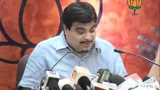 BJP Press On Pm's News Conference By Nitin Gadkari 1st Part