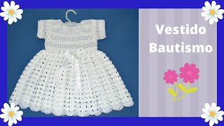 VESTIDO para Bautismo (bebe) en tejido #crochet - Tutorial paso a paso - Moda a Crochet