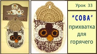 Прихватка крючком. Схема Сова Мастер Класс. Owl crochet. Урок 33