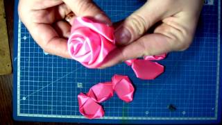 Роза из атласной ленты, мастер-класс DIY.