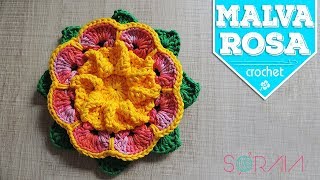 FLOR DE CROCHÊ - MALVA-ROSA "Soraia Bogossian - Mundo de Soraia"