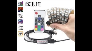 RGB led light ( BEILAL DC 5V USB LED strip 5050 waterproof RGB LED Light 2 meters) UN-boxing