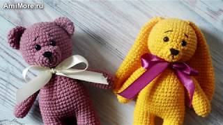 Амигуруми: схема Мишки и Зайки. Игрушки вязаные крючком. Free crochet patterns.