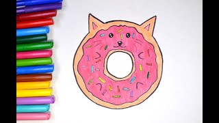 Как рисовать котёнка.  Рисуем кота пончик, простое рисование