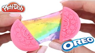 Play Doh Oreo Cookies How to Make Rainbow Slime Cookies * Surprise Toys * RainbowLearning