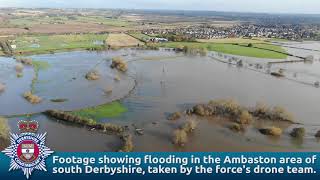 Drone footage showing flooding Derbyshire